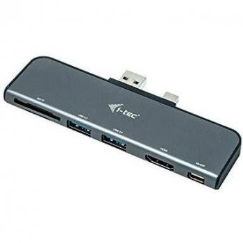 i-tec Dock para Microsoft Surface Pro - Replicador de Puertos 1x HDMI 4K/30Hz 1x MiniDP 4K/60Hz 2X USB 3.0 1x Lector de Tarjetas SD y 1x MicroSD para Windows 10