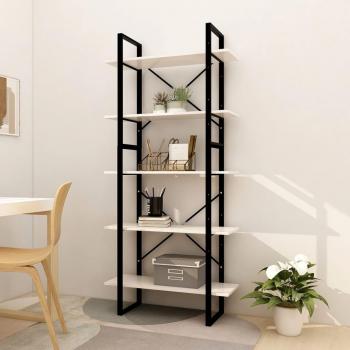 Estantería de 5 niveles madera de pino 80x30x175 cm negro y marrón claro, Blanco, Gris - Mueble Almacenaje Estantería para Oficina, Estudio, Sala de Estar, Dormitorio Est
