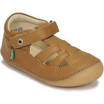 Sandalias para niños Kickers Sushy de cuero color camel