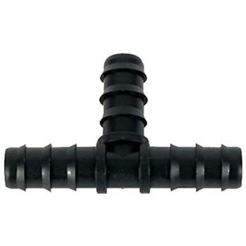 Conector Te de Goteo 16mm - Accesorios para Tubería de Riego por Goteo - Pack de 40 Unidades - Resistente a Rayos UV y Sistema de Dientes de Agarre