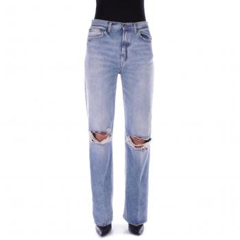 DONDUP Women's Blue Straight Denim Jeans with Logo Back Pocket, Size W25