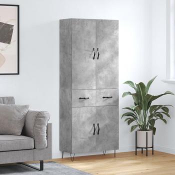 Aparador alto de madera contrachapada gris hormigón 69,5x34x180 cm