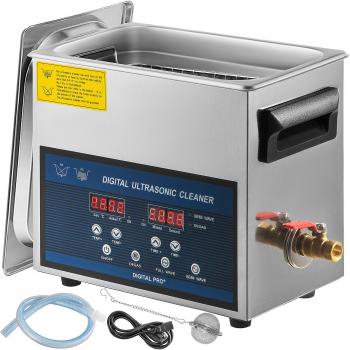 Limpiador Ultrasónico Digital VEVOR de Acero Inoxidable 6 Litros con Calefacción, Tiempo y Temperatura Ajustable, Máquina de Limpieza Ultrasónica Profesional para Joyería, Gafas, Relojes