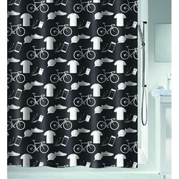Cortina de Ducha Spirella Patchwork 180x200cm Blanco y Negro - Antimoho - Poliéster