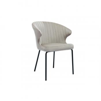 Silla de diseño de terciopelo gofrado color topo y metal negro REQUIEM