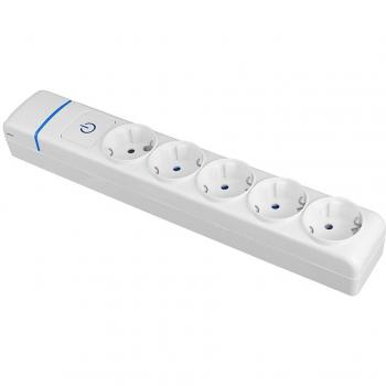 Base múltiple de 5 tomas 2p+t, 16A 250V con interruptor luminoso