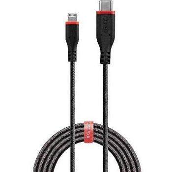 Cable USB-A a Lightning Lindy 31287, 2 metros, color negro