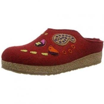 Haflinger India Pantuflas de Fieltro, para Mujer, Rojo, Talla 38