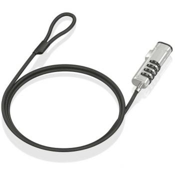 Cable de Seguridad Tipo Nano para Portátiles Aisens ASLK-D50N05-BK/ 1.5m - Acero revestido en vinilo, compatible con ranura nano 2.5x6mm, cerradura de