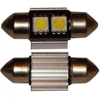 AERZETIX: 2 x Bombillas blanco C5W 12V 2LED SMD con efecto Xenon 31mm para iluminacion interior, luz del techo, luces umbrales de puertas, del compartimiento del motor y del maletero, luz de matricula