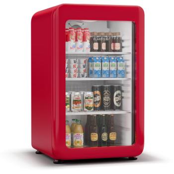 Refrigerador de Bebidas Klarstein Audrey Evo | Diseño Retro | Puerta de Cristal | 113 L | Clase Energética C