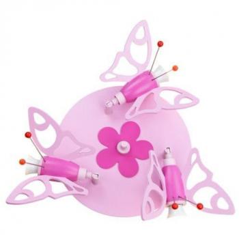 Lámpara de techo mariposa para niños, 3 luces, color rosa