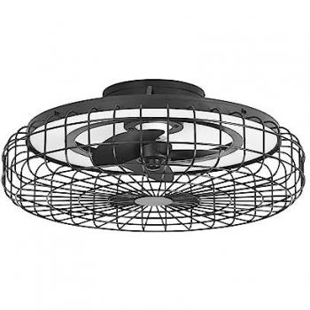 Ventilador de Techo Merak con Lámpara LED sin Aspas, Ventilador de Plafón, 6 Velocidades, Luz Regulable 2700-6000K, Acero Negro 61x61x