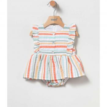 Ranita de bebé niña de rayas con falda multicolor