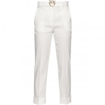 PINKO White Plaza Trousers, Chinos, Female, White, Size: S