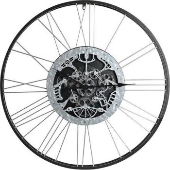 Reloj de Pared Hierro Plateado 80x7x80 cm