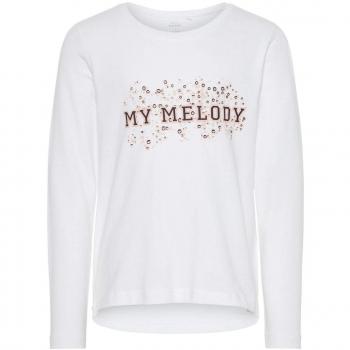 NAME IT Camiseta Manga Larga NIÑA Violet - 134-140, Bright White