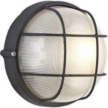 Lámpara de jardín negra Avon, 1 bombilla E27, altura 17.4 cm, tabique hermético de techo, IP44, diseño redondo en vidrio