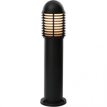 Bolardo de jardín Louvre de metal blanco y negro, 1 bombilla E27, altura 30 cm, diseño exterior moderno, difusor de policarbonato opalino, grado de protección IP44
