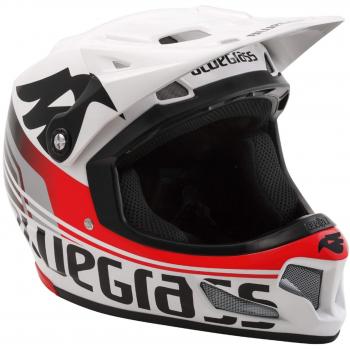 Bluegrass Brave Downhill BMX Enduro Fahrrad Helm All Mountain Bike Fullface Radhelm Cross DH FR, 571004, Farbe Weiß Rot, Größe S