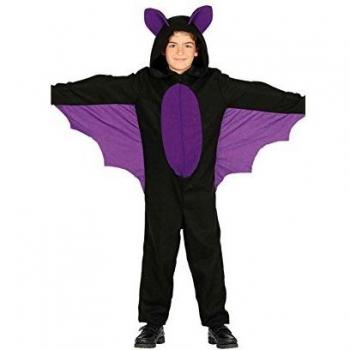 Disfraz Infantil Murciélago Volador Negro y Morado con Capucha y Alas para Halloween (7-9 años)