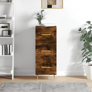 Aparador de madera de ingeniería 34,5x34x90 cm en roble ahumado, mueble de almacenaje para salón, buffet y armario auxiliar