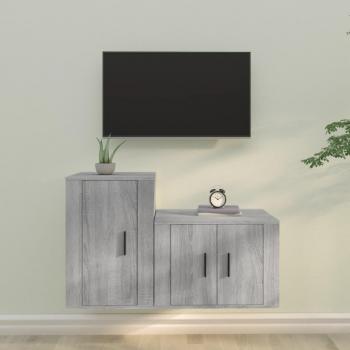 Set de muebles para TV 2 piezas madera contrachapada gris Sonoma vidaXL