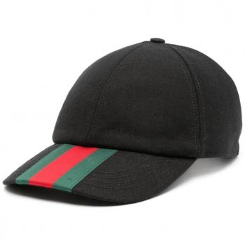 Gucci Men's GG Supreme Baseball Cap in Black | Size Large | 7972254HBBS1066 - Black Wool Canvas Web-Stripe Hat