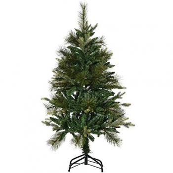 Árbol de Navidad artificial HOMCOM 120 cm con 260 ramas y soporte, gran realismo, color verde