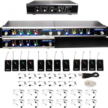 VocoPro USB-Play 12-Channel Wireless Headset & Lavalier Microphone System