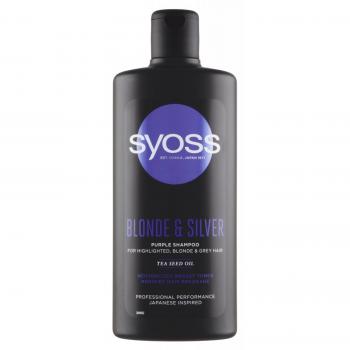 Syoss Blonde & Silver Shampoo 440ml - Champú violeta para cabello rubio y canoso, 440 ml, elimina los tonos amarillos no deseados, aporta brillo y luminosidad, formulado con tecnología de cuidado del color