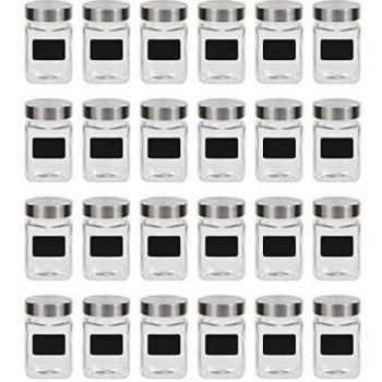 vidaXL 24 tarros de cristal con adhesivo para conservas, conservas, especias, 300 ml