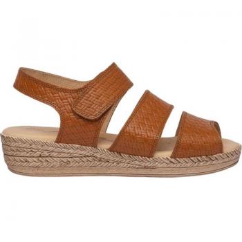 Sandalias de Mujer EVA MAÑAS SANDALIA PIEL 1261 CUERO - Sandalias de piel, modelo 1261, color cuero, diseño cómodo y elegante, suela de material EVA para mayor ligereza y confort