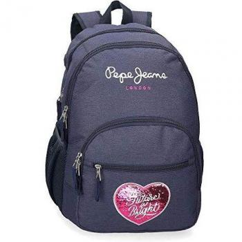 Pepe Jeans Bright Mochila Doble Cremallera Adaptable Azul 32x44x22 cms Poliéster 30,98 L