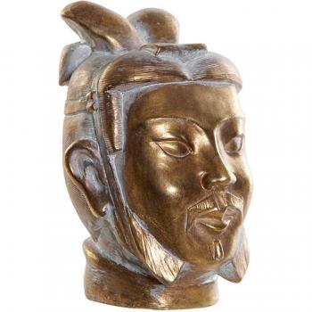Figura decorativa de resina con cabeza de guerrero en estilo oriental