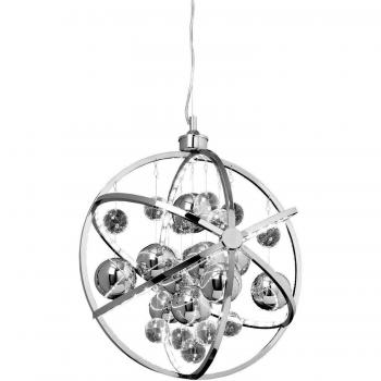 Lámpara colgante Muni, cromo, 10W, bolas de vidrio cromado, luz colgante de techo esférico