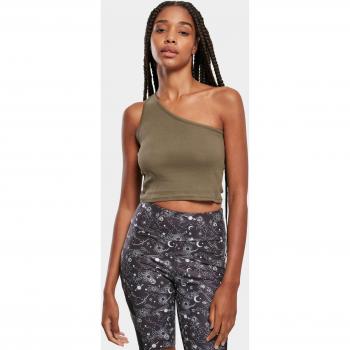 Urban Classics Women's Khaki Cropped Asymmetric Tank Top