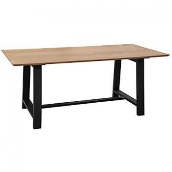 Mesa de comedor 'Steja' - negra y madera - 180 cm - Atmosphera créateur d'intérieur