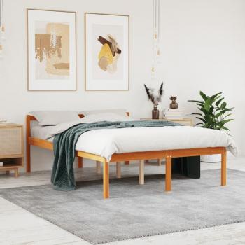 Cama para ancianos de madera maciza de pino marrón con cera, medidas 120x190 cm