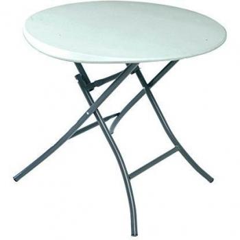 Mesa auxiliar plegable redonda blanca Lifetime Ø84 x 74 cm, ultrarresistente, multiusos, con protección UV100
