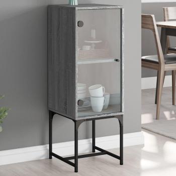 Armario de pared auxiliar con puerta de vidrio gris Sonoma 35x37x100 cm