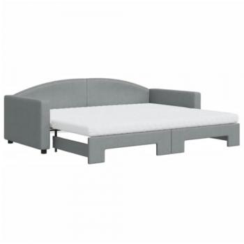 Sofá cama nido con colchón tela gris claro 90x200 cm