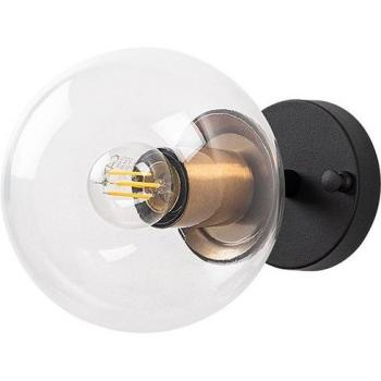 Aplique de pared WellHome con estructura de metal color negro y pantalla transparente