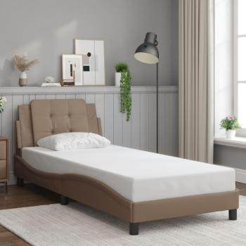 Cama Pata Redonda con Cabecero en Cuero Sintético Cappuccino 80x200 cm