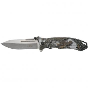 Navaja asistida Third K2791CA, mango de ABS con recubrimiento camo y detalle en piedra limpia oscura en aluminio, hoja de acero inoxidable de 9.5 cm pul