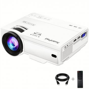 XuanPad Mini Proyector 2200 Lúmenes Multimedia Vídeo Proyector LCD, 55000 Horas Proyector de cine en casa con sistema de cine en casa, Compatible con Amazon Fire TV Stick, Full HD 1080P HDMI, VGA, USB, AV, computadora portátil, iphone, teléfono inteli