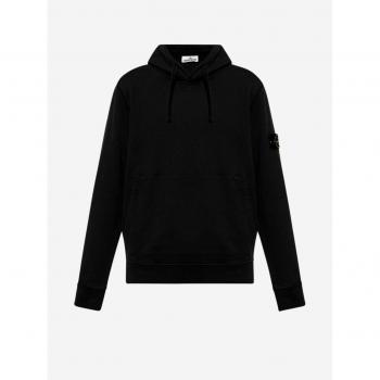 STONE ISLAND Black Hoodie for Men, Size XXL, Brushed Cotton Fleece with Pockets