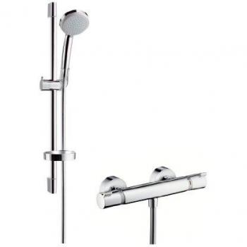Hansgrohe 27032000 Croma 100 Vario Set de ducha con termostato y barra 65 cm, 0,65 m