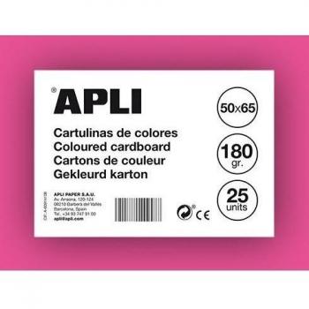 Cartulina Fluorescente Rosa Apli de 50 x 65cm, 170g con Pack de 25 Hojas