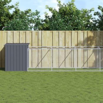 vidaXL Dog House with Run Anthracite 110x81x110 cm Galvanised Steel